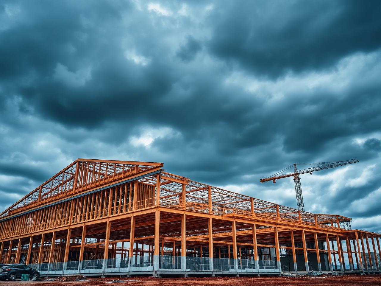 Large warehouse framing project in Indiana